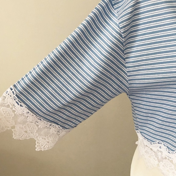 Topshop | Striped Lace Trim Cropped Top *NWT* - Picture 5 of 8